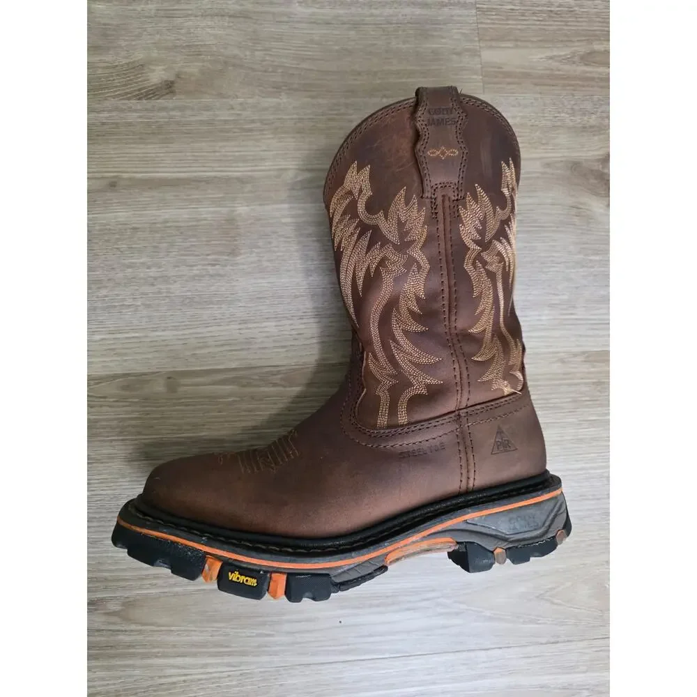 Cody James Brown Steel Toe Work Boots Vibram Sole Men's 7.5D EH PR Leather